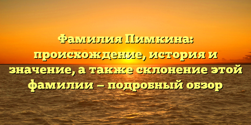 Фамилия Пимкина: происхождение, история и значение, а также склонение этой фамилии — подробный обзор