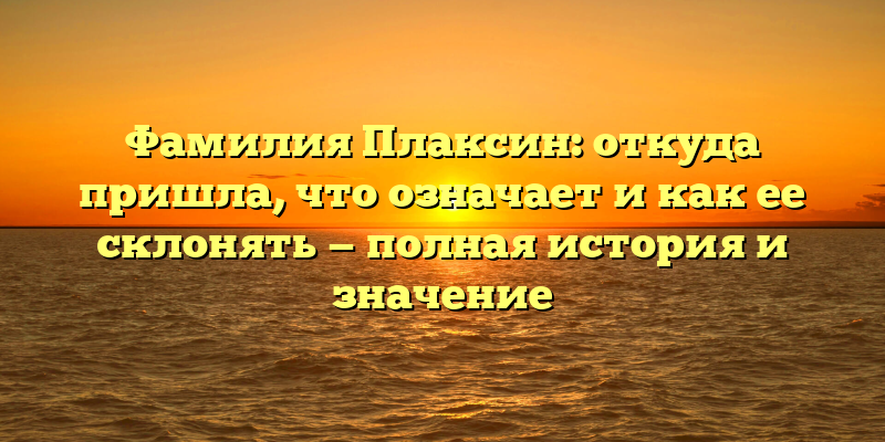 Фамилия Плаксин: откуда пришла, что означает и как ее склонять — полная история и значение