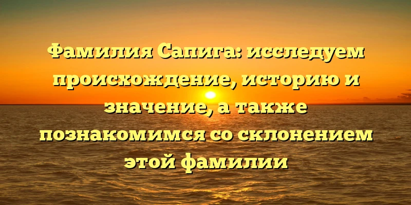 Фамилия Сапига: исследуем происхождение, историю и значение, а также познакомимся со склонением этой фамилии Фамилия Сапига: исследуем происхождение, историю и значение, а также познакомимся со склонением этой фамилии