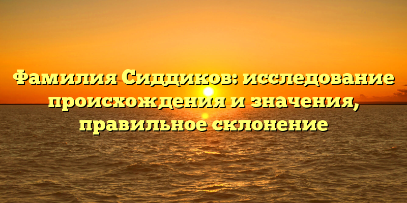 Фамилия Сиддиков: исследование происхождения и значения, правильное склонение