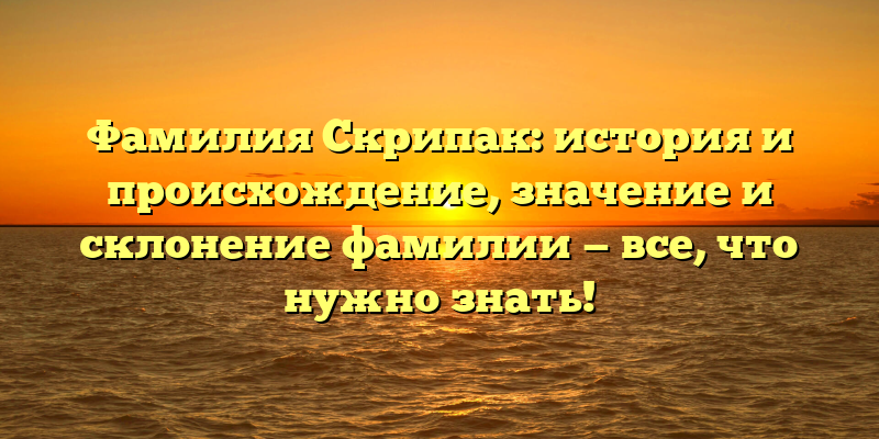 Фамилия Скрипак: история и происхождение, значение и склонение фамилии — все, что нужно знать!
