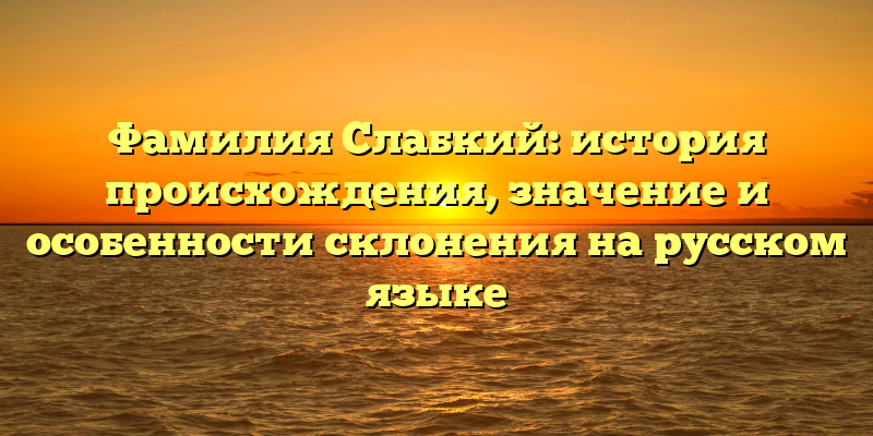 Фамилия Слабкий: история происхождения, значение и особенности склонения на русском языке
