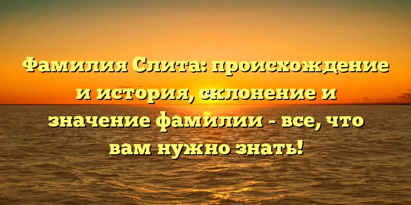 Фамилия Слита: происхождение и история, склонение и значение фамилии - все, что вам нужно знать! Фамилия Слита: происхождение и история, склонение и значение фамилии - все, что вам нужно знать!