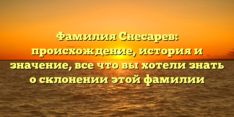 Фамилия Снесарев: происхождение, история и значение, все что вы хотели знать о склонении этой фамилии