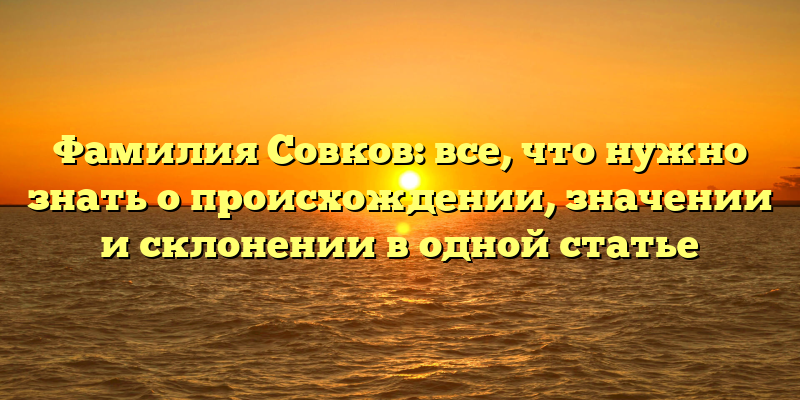 Фамилия Совков: все, что нужно знать о происхождении, значении и склонении в одной статье