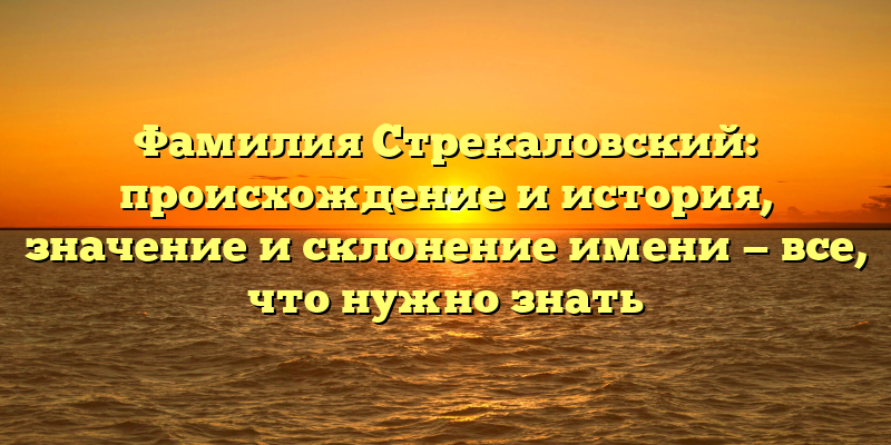 Фамилия Стрекаловский: происхождение и история, значение и склонение имени — все, что нужно знать