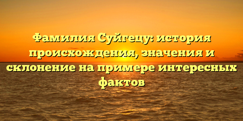 Фамилия Суйгецу: история происхождения, значения и склонение на примере интересных фактов