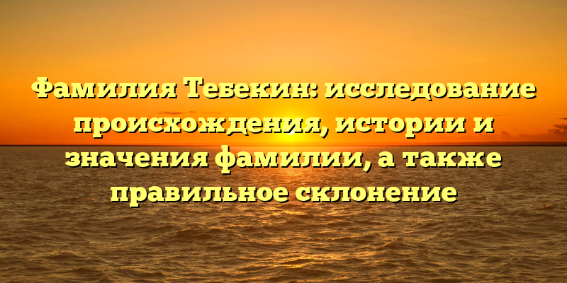 Фамилия Тебекин: исследование происхождения, истории и значения фамилии, а также правильное склонение