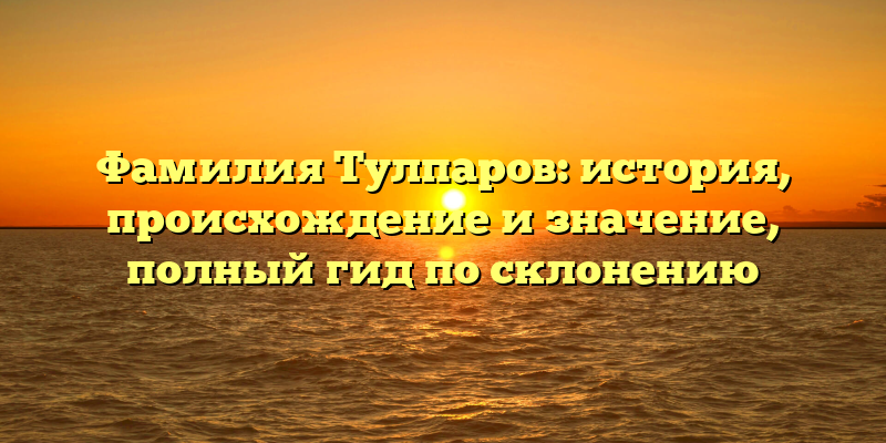 Фамилия Тулпаров: история, происхождение и значение, полный гид по склонению