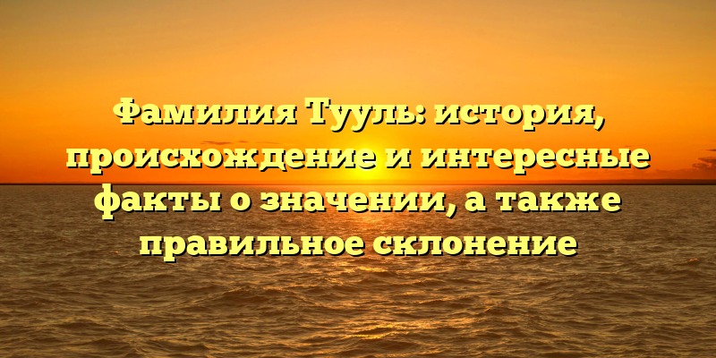 Фамилия Тууль: история, происхождение и интересные факты о значении, а также правильное склонение