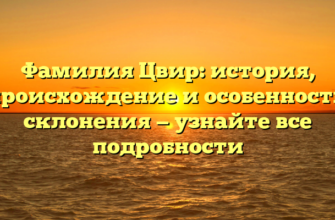 Фамилия Цвир: история, происхождение и особенности склонения — узнайте все подробности