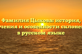Фамилия Цыкова: история, значения и особенности склонения в русском языке Фамилия Цыкова: история, значения и особенности склонения в русском языке