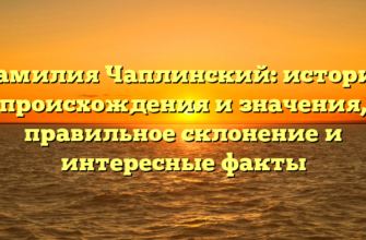 Фамилия Чаплинский: история происхождения и значения, правильное склонение и интересные факты Фамилия Чаплинский: история происхождения и значения, правильное склонение и интересные факты