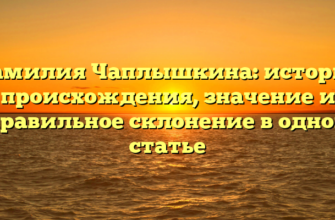 Фамилия Чаплышкина: история происхождения, значение и правильное склонение в одной статье Фамилия Чаплышкина: история происхождения, значение и правильное склонение в одной статье