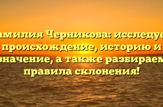 Фамилия Черникова: исследуем происхождение, историю и значение, а также разбираем правила склонения! Фамилия Черникова: исследуем происхождение, историю и значение, а также разбираем правила склонения!