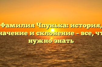 Фамилия Чпунька: история, значение и склонение – все, что нужно знать Фамилия Чпунька: история, значение и склонение – все, что нужно знать