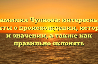 Фамилия Чулкова: интересные факты о происхождении, истории и значении, а также как правильно склонять Фамилия Чулкова: интересные факты о происхождении, истории и значении, а также как правильно склонять