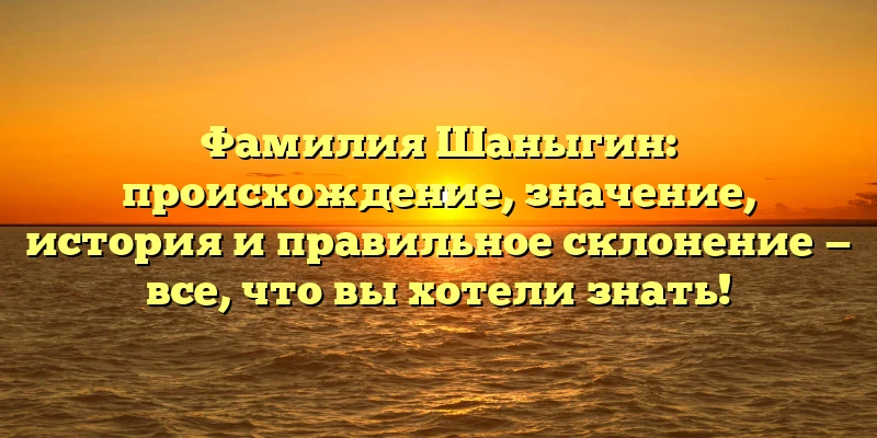 Фамилия Шаныгин: происхождение, значение, история и правильное склонение — все, что вы хотели знать! Фамилия Шаныгин: происхождение, значение, история и правильное склонение — все, что вы хотели знать!