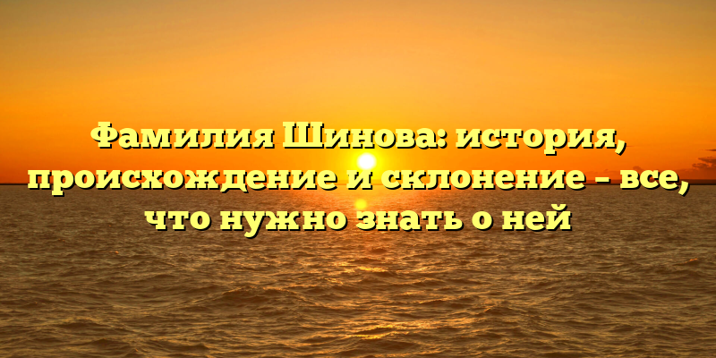 Фамилия Шинова: история, происхождение и склонение – все, что нужно знать о ней