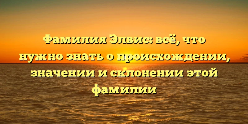 Фамилия Элвис: всё, что нужно знать о происхождении, значении и склонении этой фамилии Фамилия Элвис: всё, что нужно знать о происхождении, значении и склонении этой фамилии