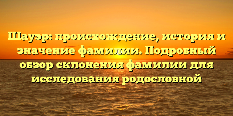 Шауэр: происхождение, история и значение фамилии. Подробный обзор склонения фамилии для исследования родословной