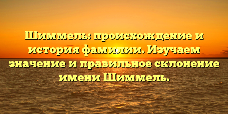 Шиммель: происхождение и история фамилии. Изучаем значение и правильное склонение имени Шиммель.