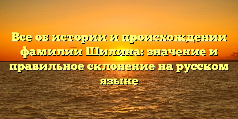 Все об истории и происхождении фамилии Шилина: значение и правильное склонение на русском языке Все об истории и происхождении фамилии Шилина: значение и правильное склонение на русском языке