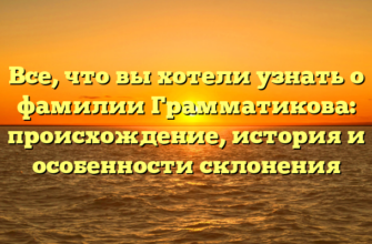 Все, что вы хотели узнать о фамилии Грамматикова: происхождение, история и особенности склонения