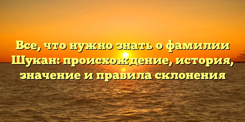 Все, что нужно знать о фамилии Шукан: происхождение, история, значение и правила склонения Все, что нужно знать о фамилии Шукан: происхождение, история, значение и правила склонения
