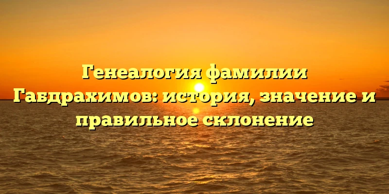 Генеалогия фамилии Габдрахимов: история, значение и правильное склонение Генеалогия фамилии Габдрахимов: история, значение и правильное склонение