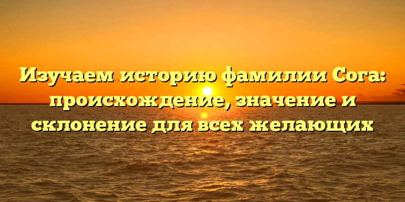 Изучаем историю фамилии Сога: происхождение, значение и склонение для всех желающих
