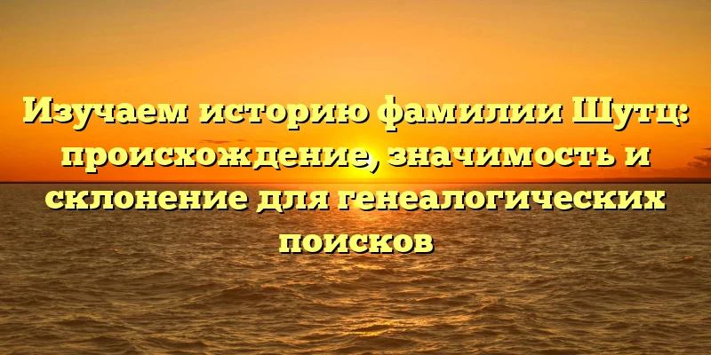 Изучаем историю фамилии Шутц: происхождение, значимость и склонение для генеалогических поисков Изучаем историю фамилии Шутц: происхождение, значимость и склонение для генеалогических поисков
