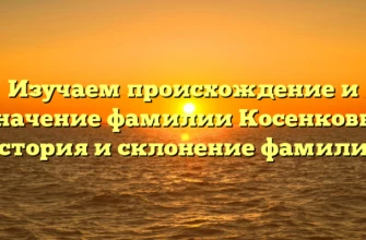 Изучаем происхождение и значение фамилии Косенковы: история и склонение фамилии Изучаем происхождение и значение фамилии Косенковы: история и склонение фамилии