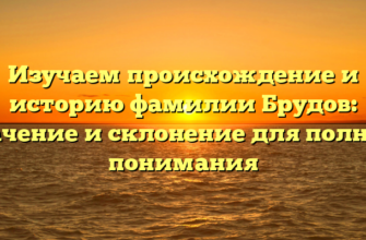 Изучаем происхождение и историю фамилии Брудов: значение и склонение для полного понимания Изучаем происхождение и историю фамилии Брудов: значение и склонение для полного понимания