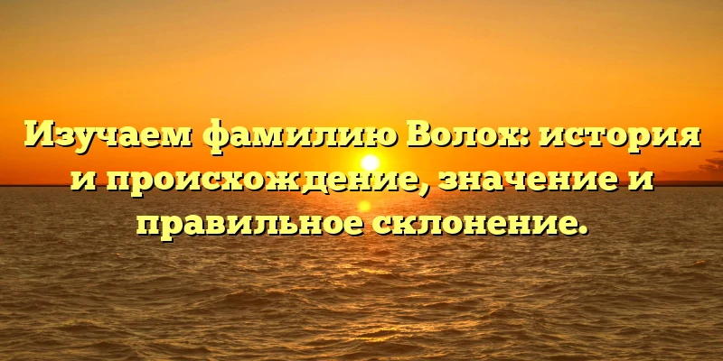 Изучаем фамилию Волох: история и происхождение, значение и правильное склонение. Изучаем фамилию Волох: история и происхождение, значение и правильное склонение.