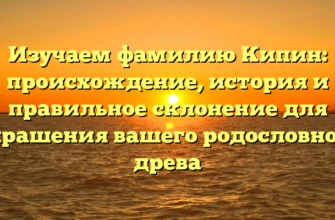 Изучаем фамилию Кипин: происхождение, история и правильное склонение для украшения вашего родословного древа Изучаем фамилию Кипин: происхождение, история и правильное склонение для украшения вашего родословного древа
