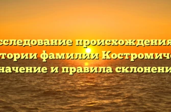 Исследование происхождения и истории фамилии Костромичев: значение и правила склонения Исследование происхождения и истории фамилии Костромичев: значение и правила склонения