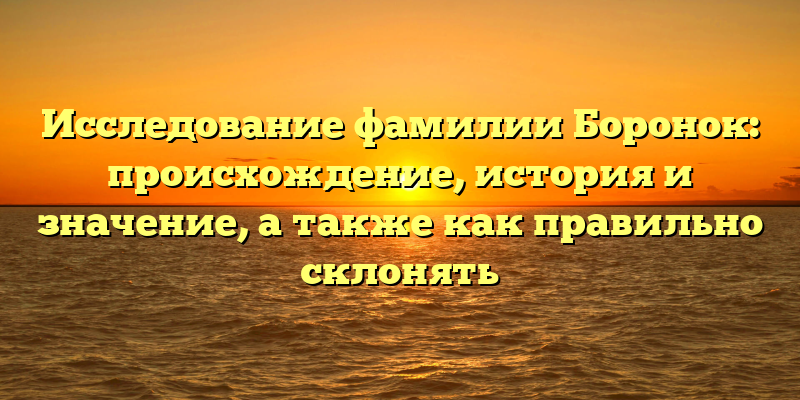 Исследование фамилии Боронок: происхождение, история и значение, а также как правильно склонять
