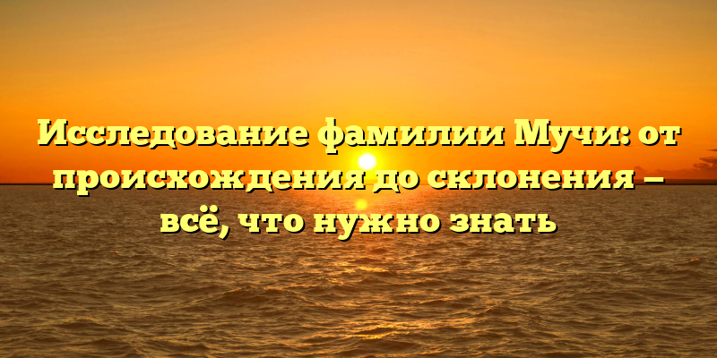 Исследование фамилии Мучи: от происхождения до склонения — всё, что нужно знать