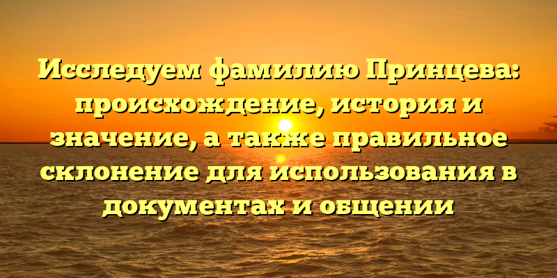 Исследуем фамилию Принцева: происхождение, история и значение, а также правильное склонение для использования в документах и общении