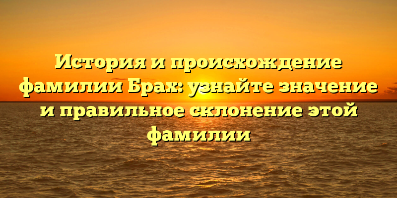 История и происхождение фамилии Брах: узнайте значение и правильное склонение этой фамилии
