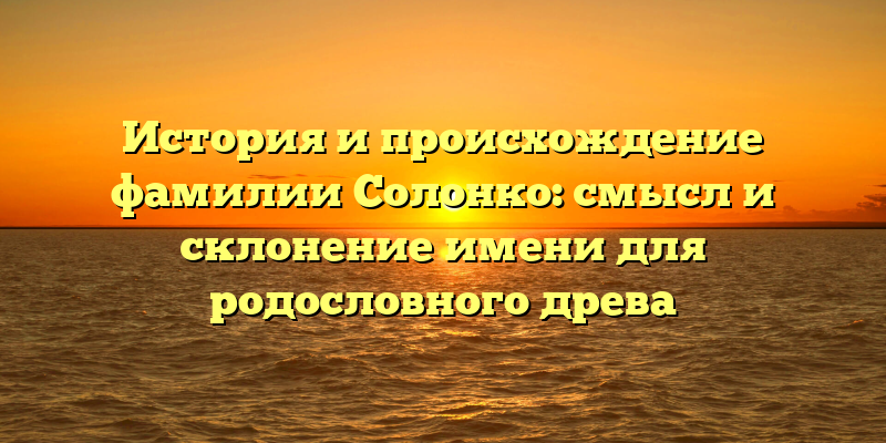 История и происхождение фамилии Солонко: смысл и склонение имени для родословного древа