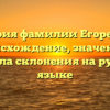 История фамилии Егоренков: происхождение, значение и правила склонения на русском языке