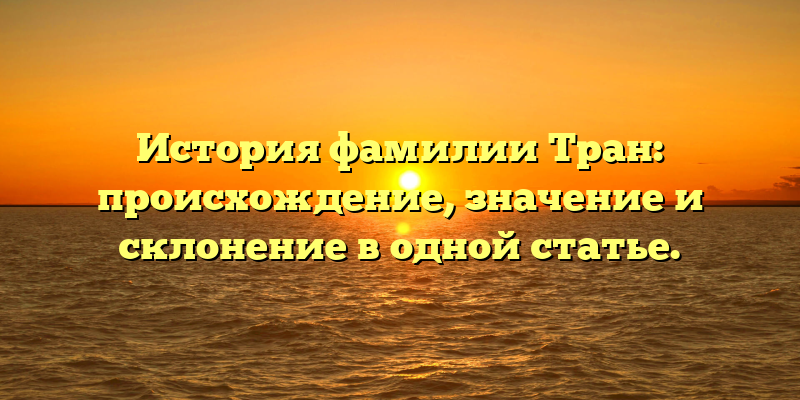 История фамилии Тран: происхождение, значение и склонение в одной статье.