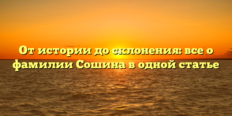 От истории до склонения: все о фамилии Сошина в одной статье