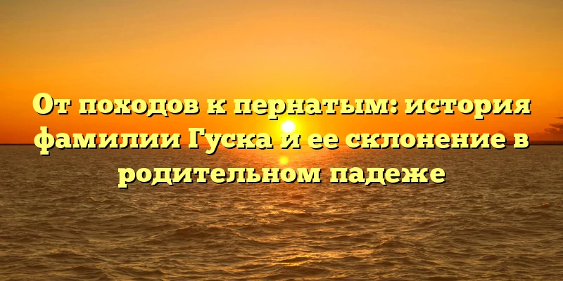 От походов к пернатым: история фамилии Гуска и ее склонение в родительном падеже От походов к пернатым: история фамилии Гуска и ее склонение в родительном падеже
