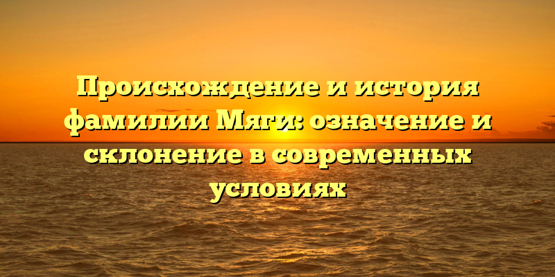 Происхождение и история фамилии Мяги: означение и склонение в современных условиях
