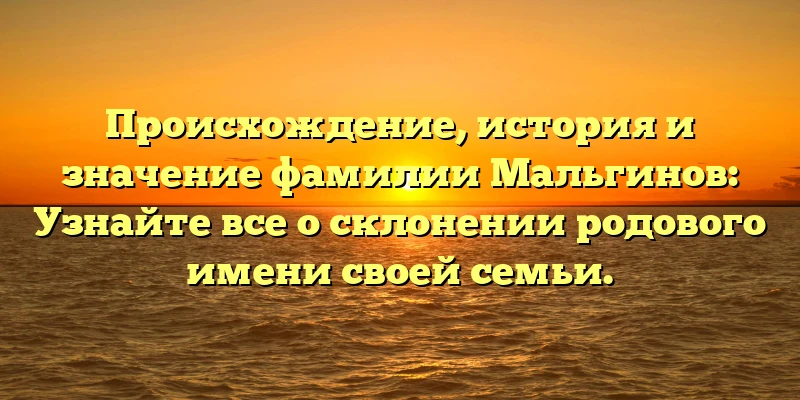 Происхождение, история и значение фамилии Мальгинов: Узнайте все о склонении родового имени своей семьи.