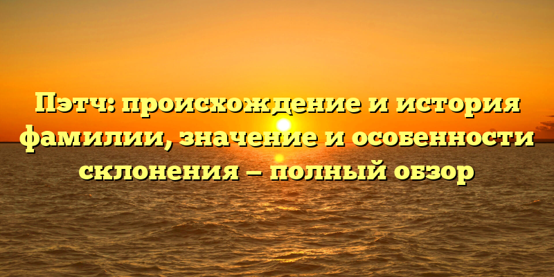 Пэтч: происхождение и история фамилии, значение и особенности склонения — полный обзор