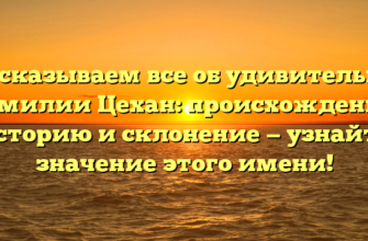 Рассказываем все об удивительной фамилии Цехан: происхождение, историю и склонение — узнайте значение этого имени!